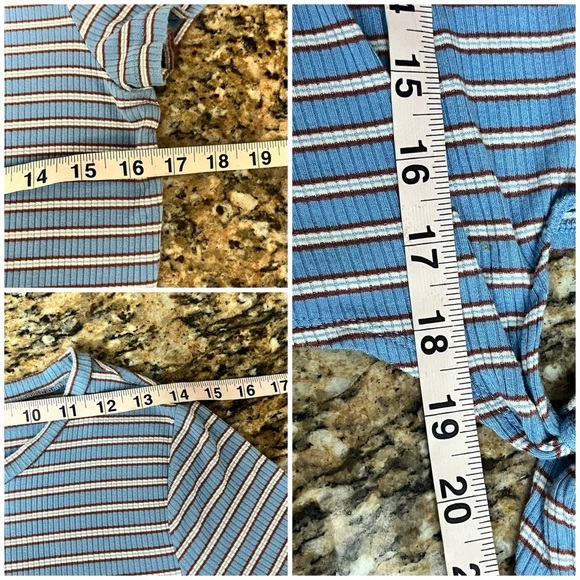 American Eagle Baby Tee Cropped Knot Striped Womens Knit Top M Retro Y2k Preppy - Picture 6 of 11